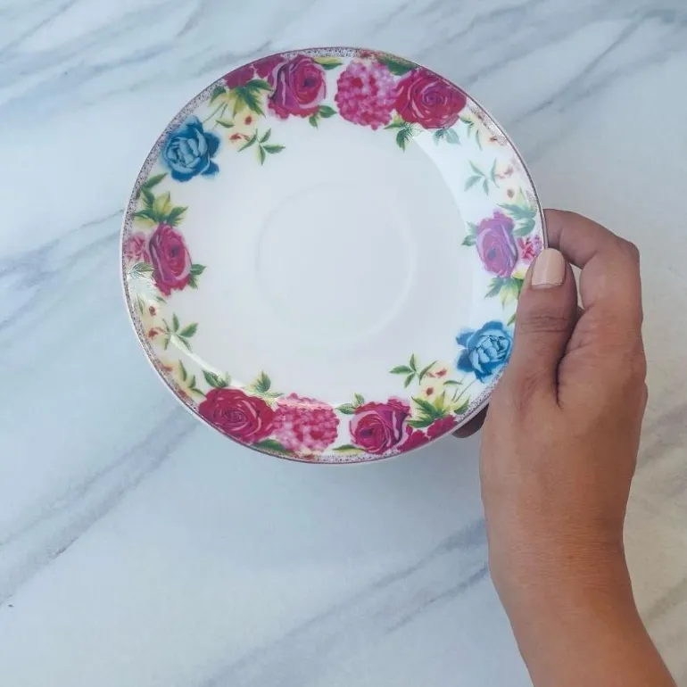 Tea Cup and Saucers Daulton Roses Band Set of Six