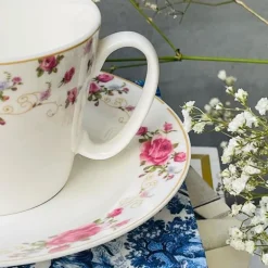 Tea Cup and Saucers Daulton Dancing Rose Set of Six