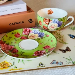The Duchess’s Bloom In Green (set of six cups and saucers)