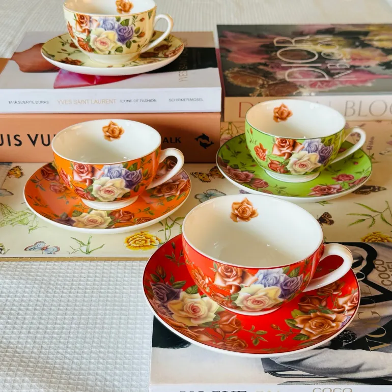The Duchess’s Bloom In Green (set of six cups and saucers)
