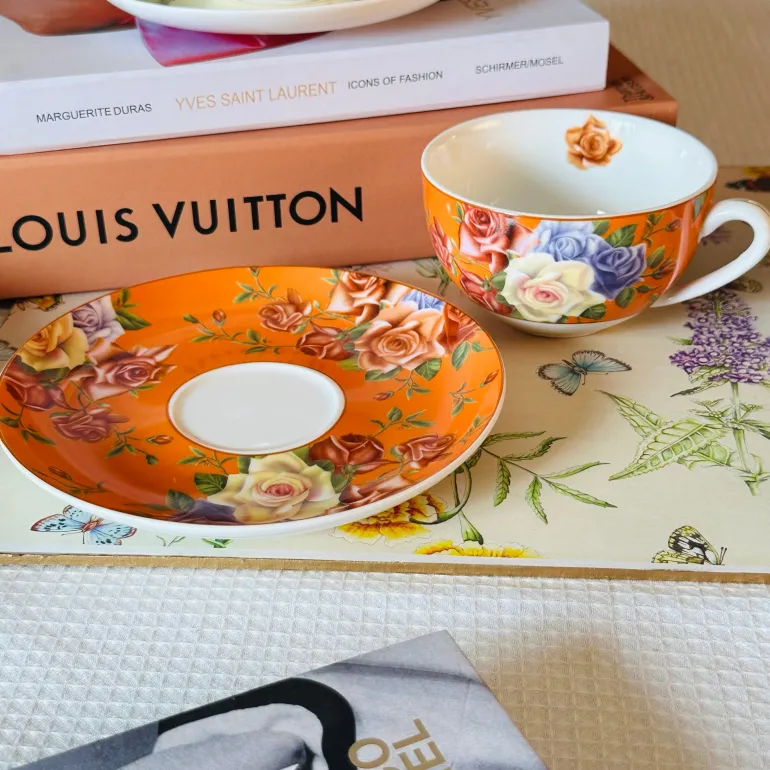 The Duchess’s Bloom In Orange (set of six cups and saucers)