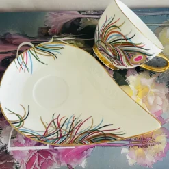 The Peacock Love (Set Of Six TeaCups & Saucers)