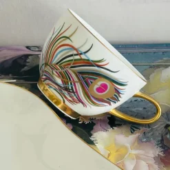 The Peacock Love (Set Of Six TeaCups & Saucers)