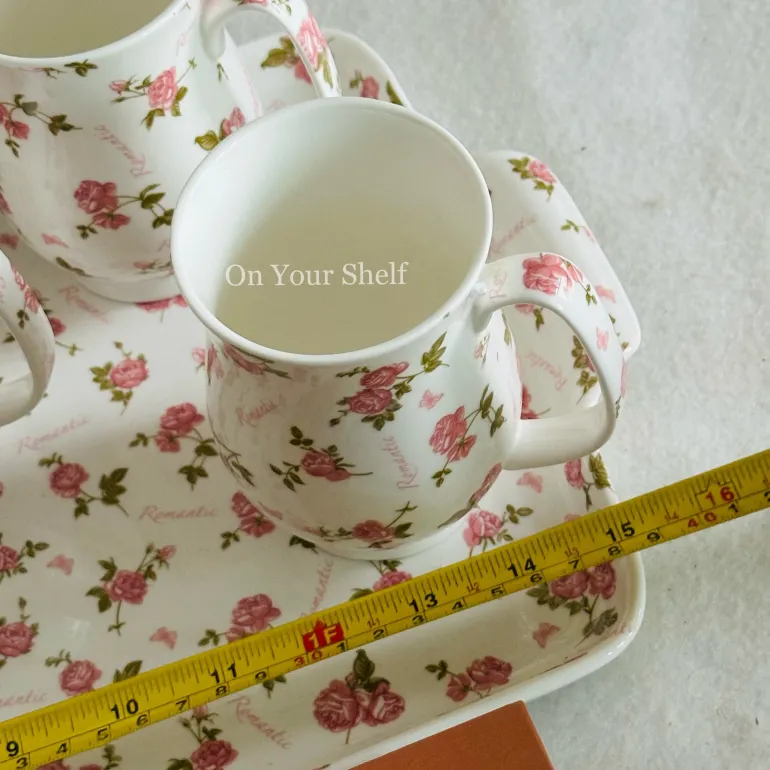 The Pink Love Affair (six mugs, one teapot, one tray)