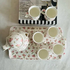The Pink Love Affair (six mugs, one teapot, one tray)