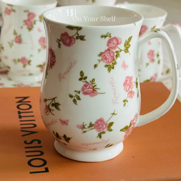 The Pink Love Affair (six mugs, one teapot, one tray)