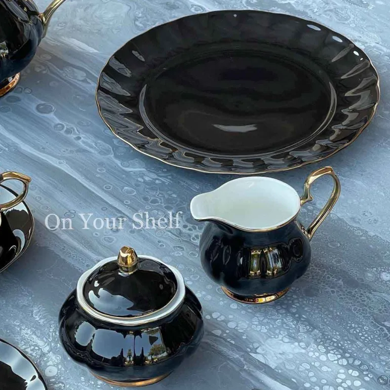 The Plain Black 24 Piece Tea Set