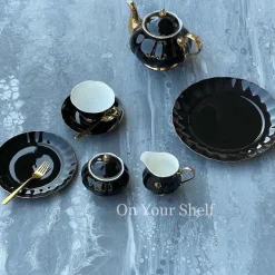 The Plain Black 24 Piece Tea Set