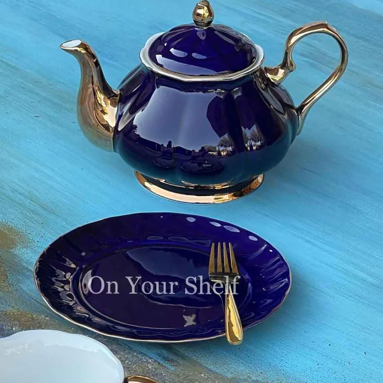 The Plain Deep Blue 24 Piece Tea Set