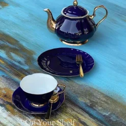 The Plain Deep Blue 24 Piece Tea Set