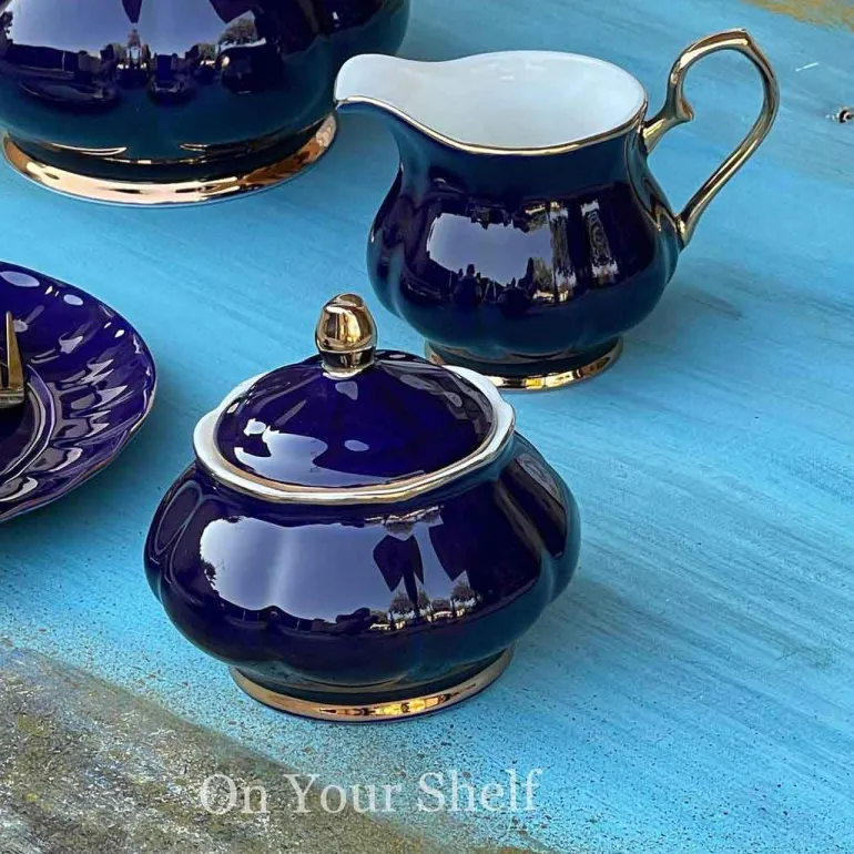 The Plain Deep Blue 24 Piece Tea Set