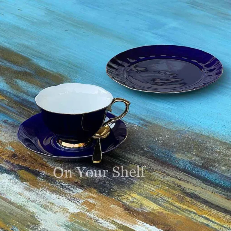 The Plain Deep Blue 24 Piece Tea Set