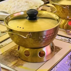 Timeless Elegance: Gold Hammered Heritage Serving Pot