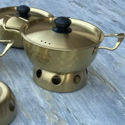 Timeless Elegance: Gold Hammered Heritage Serving Pot