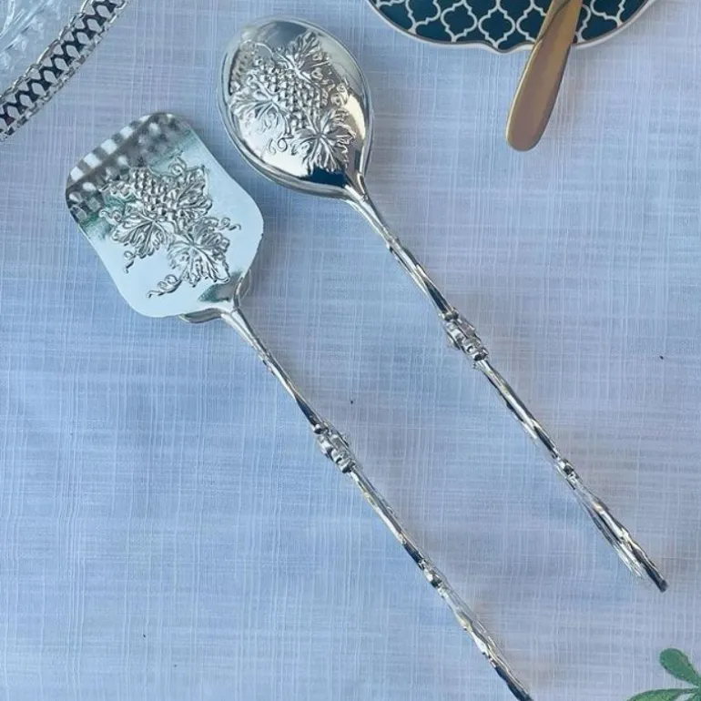 Tongs Silver Embossed