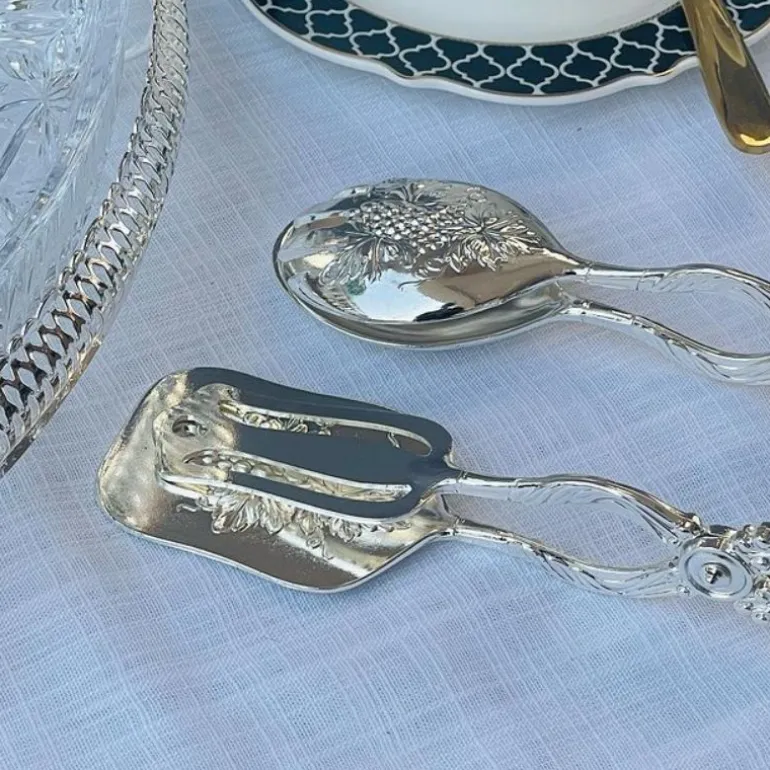 Tongs Silver Embossed