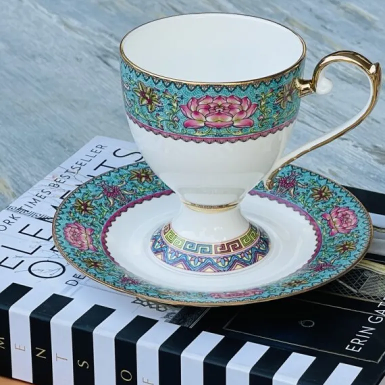 Turquoise Tranquility Versace-Inspired Tea Ensemble (24 piece tea set for six)