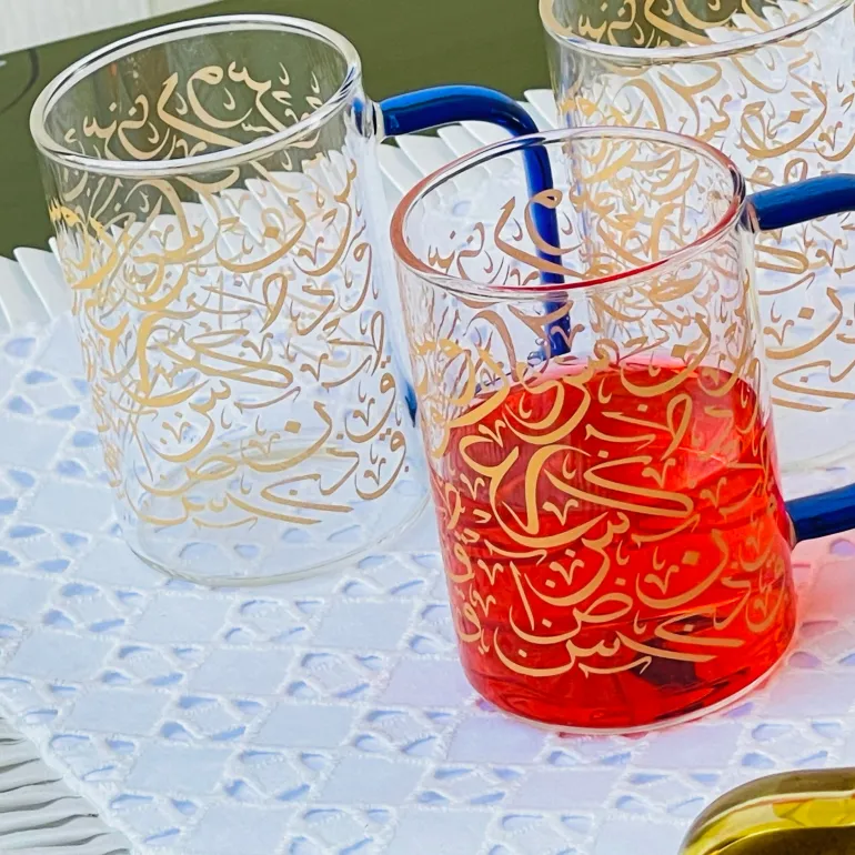 Urdu Calligraphy Glass Mugs (set of six)