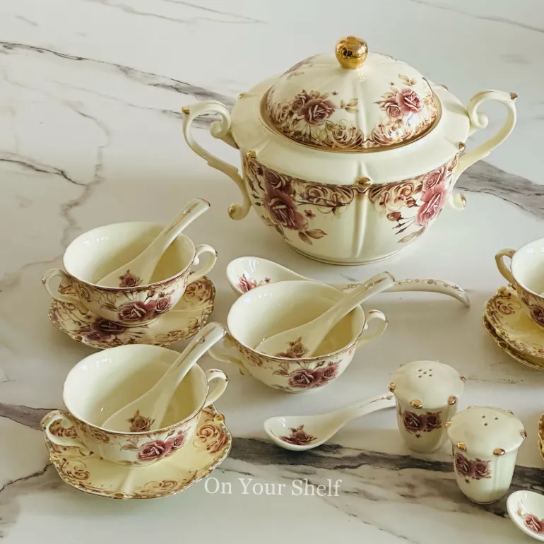 Victorian Rose Splendor Soup Set (23 Pieces)
