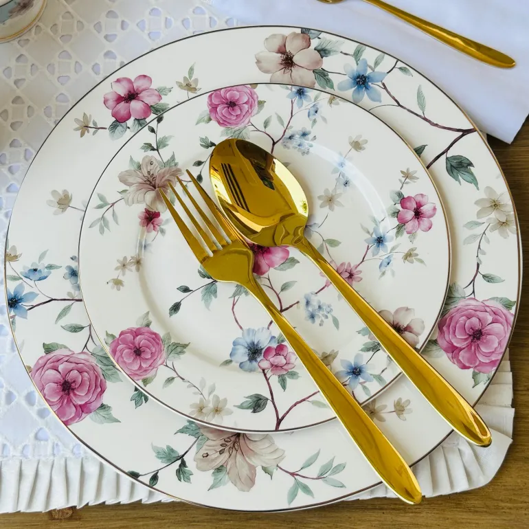 Whispering Gardens: Dreamy Floral Dining Set 61 piece dinner set