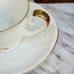 White Satin (set of six cups and saucers)