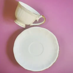 White Satin (set of six cups and saucers)