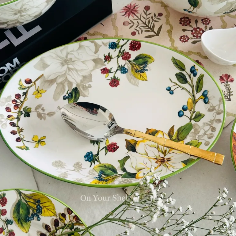 Woodland Meadows Gold Dinner Set (83 Piece Dinner Set)